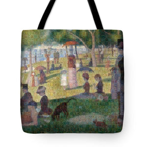 Tribute to Seurat - Tote Bag - ALEFBET - THE HEBREW LETTERS ART GALLERY