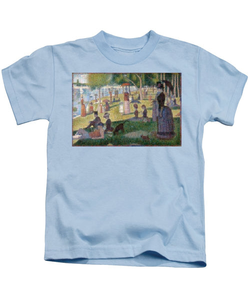 Tribute to Seurat - Kids T-Shirt - ALEFBET - THE HEBREW LETTERS ART GALLERY