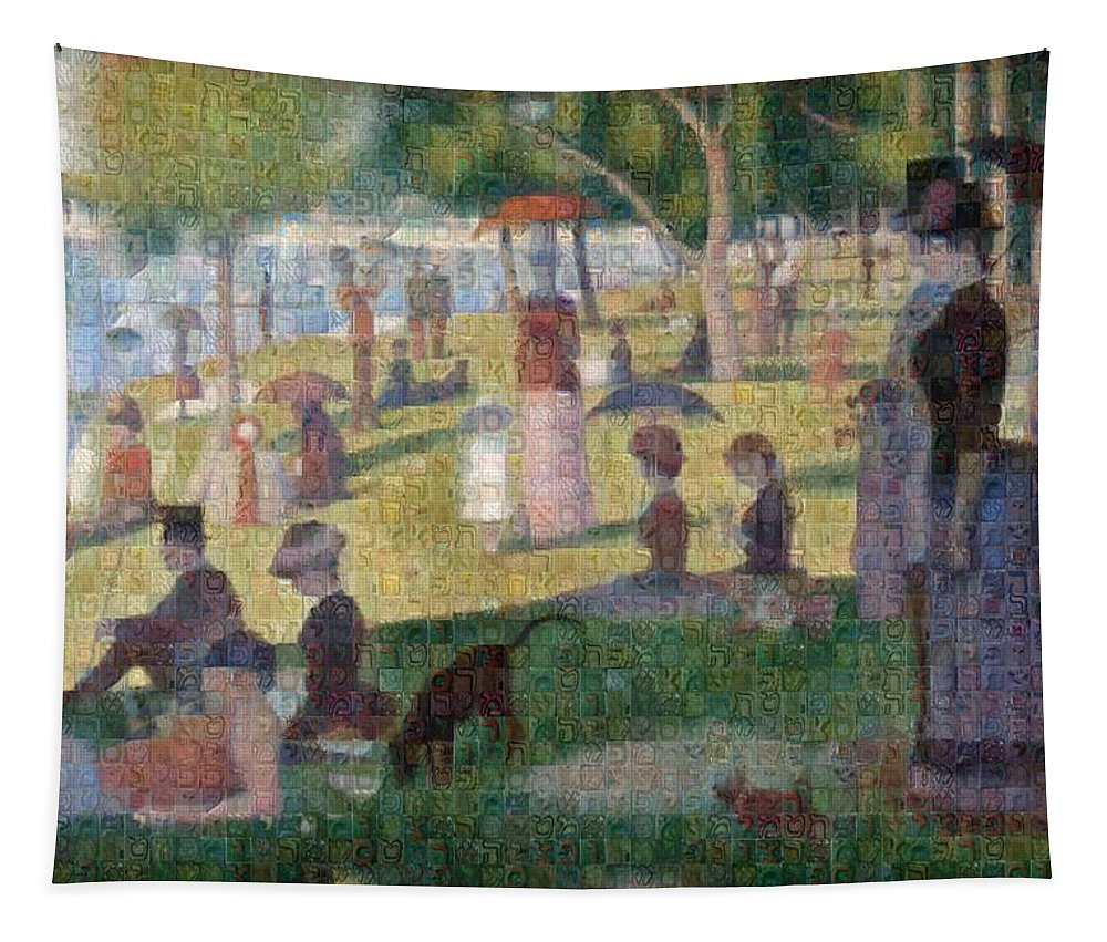 Tribute to Seurat - Tapestry - ALEFBET - THE HEBREW LETTERS ART GALLERY