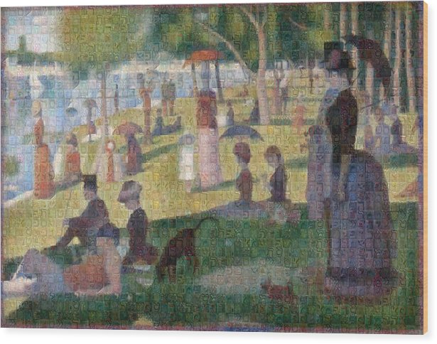 Tribute to Seurat - Wood Print - ALEFBET - THE HEBREW LETTERS ART GALLERY