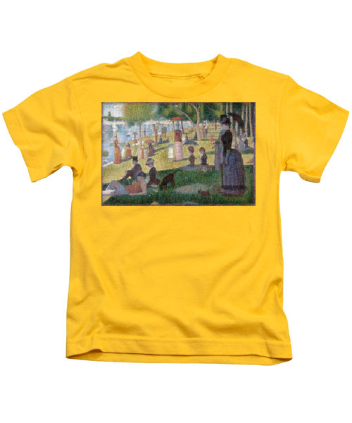 Tribute to Seurat - Kids T-Shirt - ALEFBET - THE HEBREW LETTERS ART GALLERY