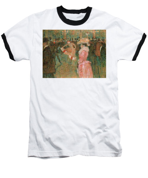 Tribute to Toulouse Lautrec - Baseball T-Shirt - ALEFBET - THE HEBREW LETTERS ART GALLERY