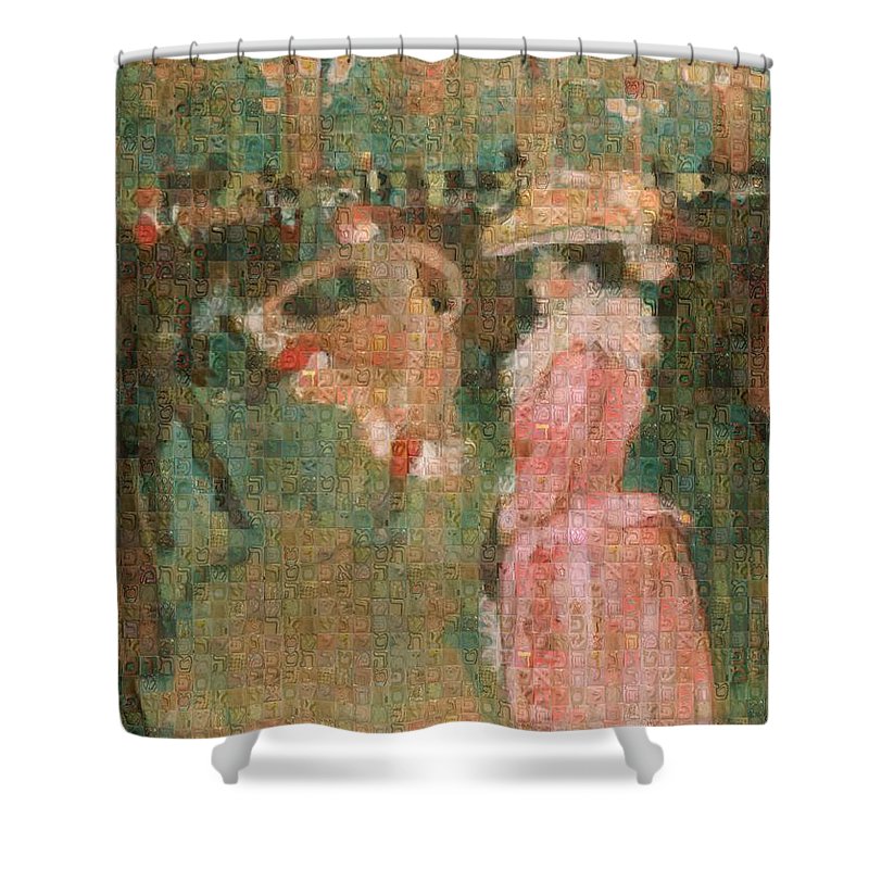 Tribute to Toulouse Lautrec - Shower Curtain - ALEFBET - THE HEBREW LETTERS ART GALLERY