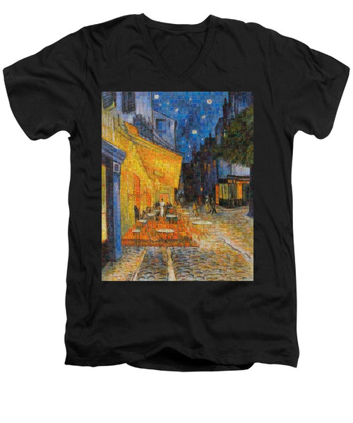 Tribute to Van Gogh - 1 - Men's V-Neck T-Shirt - ALEFBET - THE HEBREW LETTERS ART GALLERY