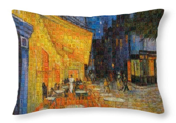 Tribute to Van Gogh - 1 - Throw Pillow - ALEFBET - THE HEBREW LETTERS ART GALLERY