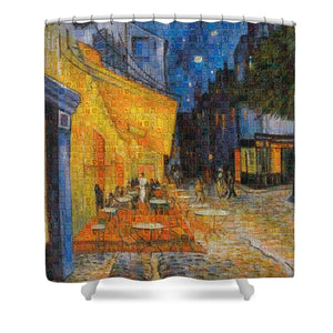 Tribute to Van Gogh - 1 - Shower Curtain - ALEFBET - THE HEBREW LETTERS ART GALLERY