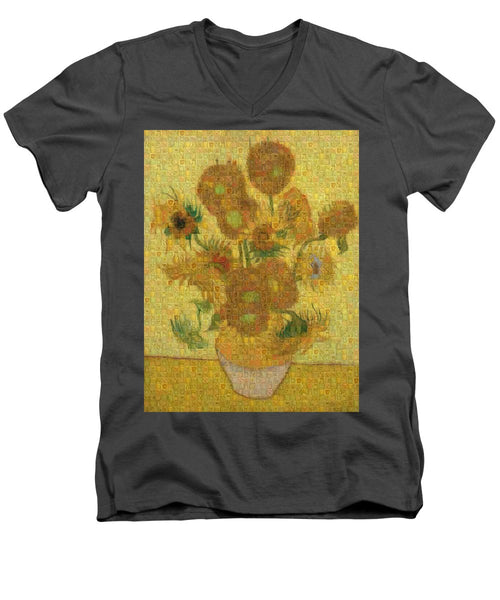 Tribute to Van Gogh - 2 - Men's V-Neck T-Shirt - ALEFBET - THE HEBREW LETTERS ART GALLERY