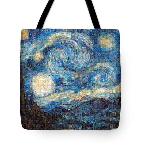 Tribute to Van Gogh - 3 - Tote Bag - ALEFBET - THE HEBREW LETTERS ART GALLERY