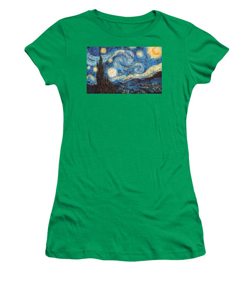 Tribute to Van Gogh - 3 - Women's T-Shirt - ALEFBET - THE HEBREW LETTERS ART GALLERY