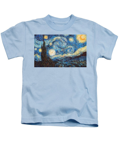 Tribute to Van Gogh - 3 - Kids T-Shirt - ALEFBET - THE HEBREW LETTERS ART GALLERY