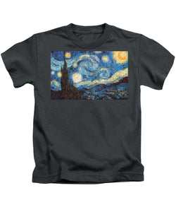 Tribute to Van Gogh - 3 - Kids T-Shirt - ALEFBET - THE HEBREW LETTERS ART GALLERY