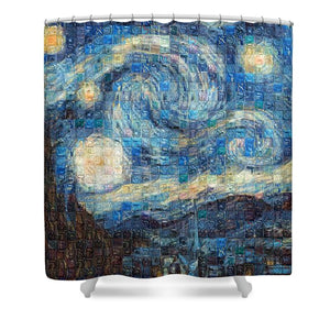 Tribute to Van Gogh - 3 - Shower Curtain - ALEFBET - THE HEBREW LETTERS ART GALLERY