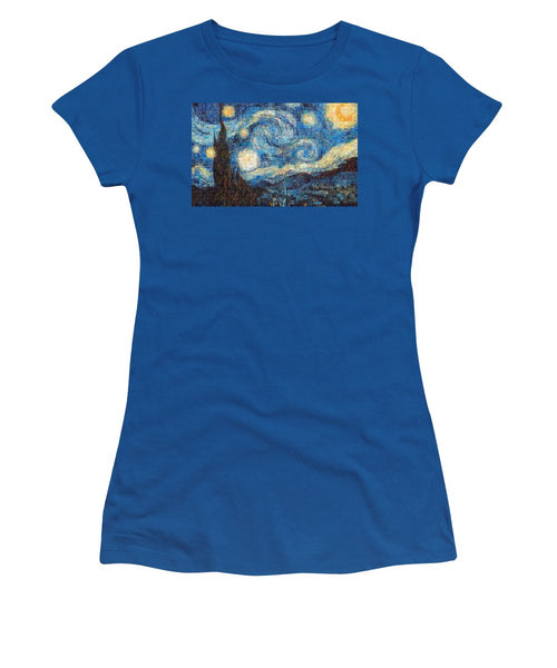 Tribute to Van Gogh - 3 - Women's T-Shirt - ALEFBET - THE HEBREW LETTERS ART GALLERY