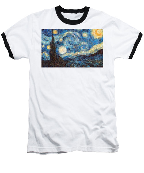 Tribute to Van Gogh - 3 - Baseball T-Shirt - ALEFBET - THE HEBREW LETTERS ART GALLERY
