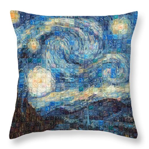 Tribute to Van Gogh - 3 - Throw Pillow - ALEFBET - THE HEBREW LETTERS ART GALLERY