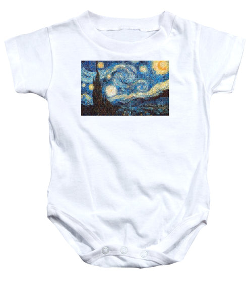 Tribute to Van Gogh - 3 - Baby Onesie - ALEFBET - THE HEBREW LETTERS ART GALLERY