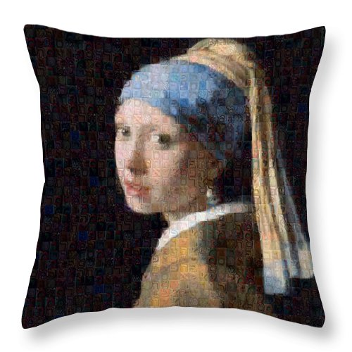 Tribute to Vermeer - Throw Pillow - ALEFBET - THE HEBREW LETTERS ART GALLERY