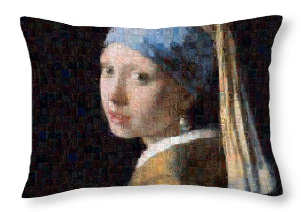 Tribute to Vermeer - Throw Pillow - ALEFBET - THE HEBREW LETTERS ART GALLERY