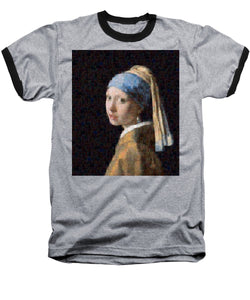 Tribute to Vermeer - Baseball T-Shirt - ALEFBET - THE HEBREW LETTERS ART GALLERY