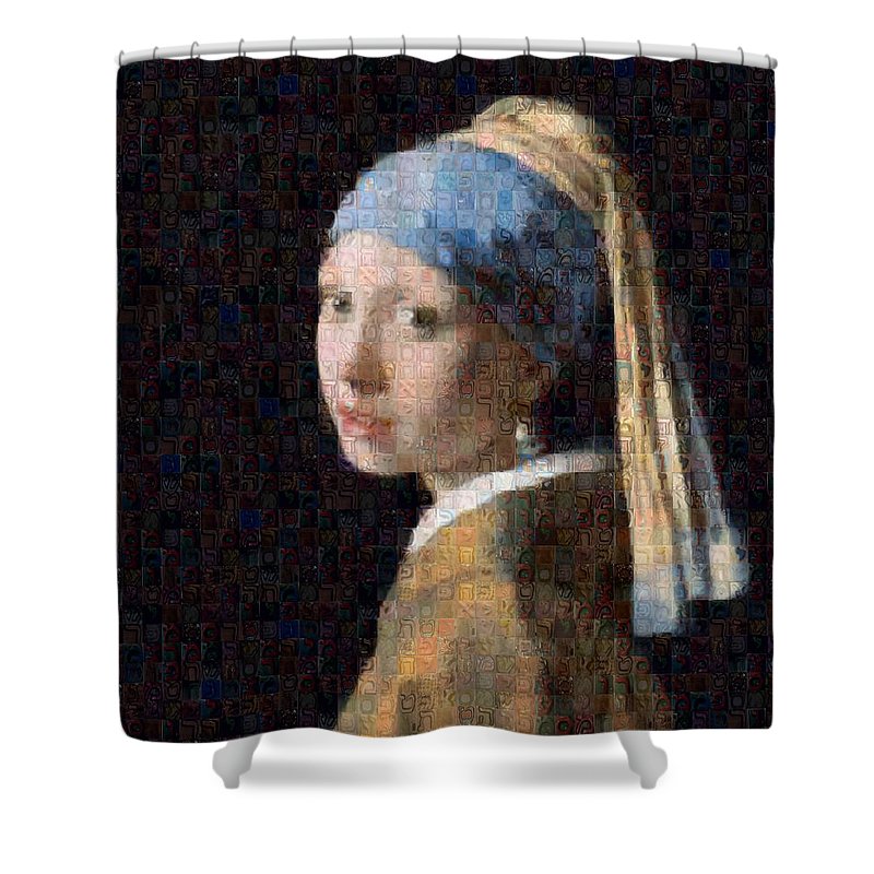 Tribute to Vermeer - Shower Curtain - ALEFBET - THE HEBREW LETTERS ART GALLERY