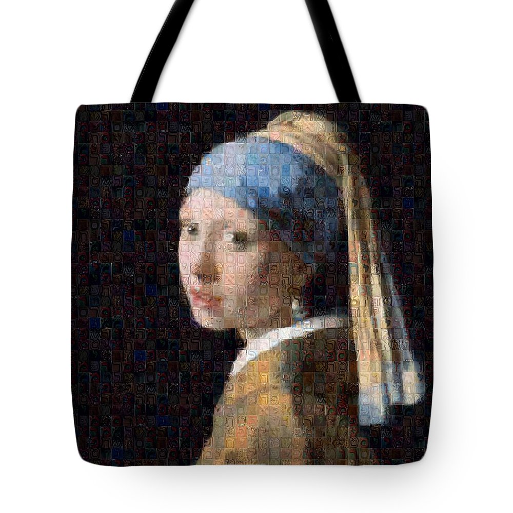 Tribute to Vermeer - Tote Bag - ALEFBET - THE HEBREW LETTERS ART GALLERY