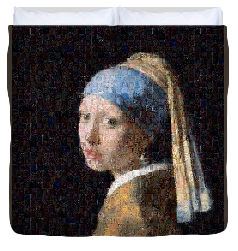 Tribute to Vermeer - Duvet Cover - ALEFBET - THE HEBREW LETTERS ART GALLERY