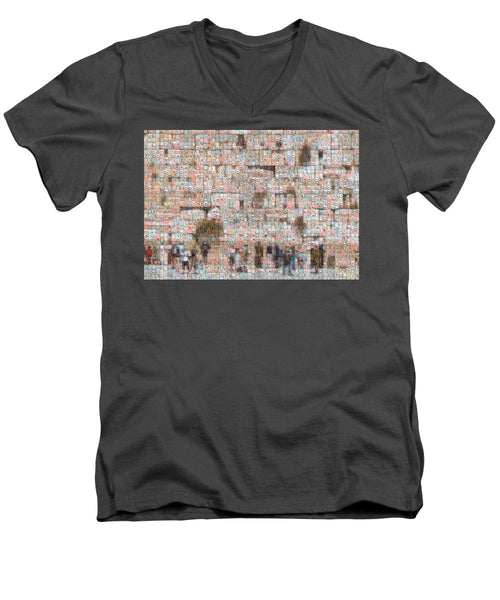 Western Wall - Men's V-Neck T-Shirt - ALEFBET - THE HEBREW LETTERS ART GALLERY