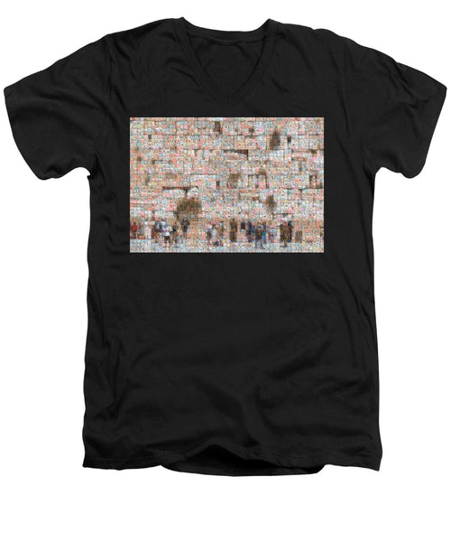 Western Wall - Men's V-Neck T-Shirt - ALEFBET - THE HEBREW LETTERS ART GALLERY